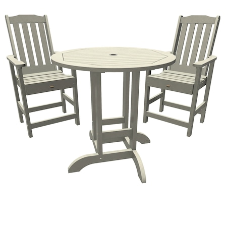 Highwood Usa Lehigh 3pc Round Counter Height Outdoor Patio Furniture Dining Set AD-CNL36-HGR